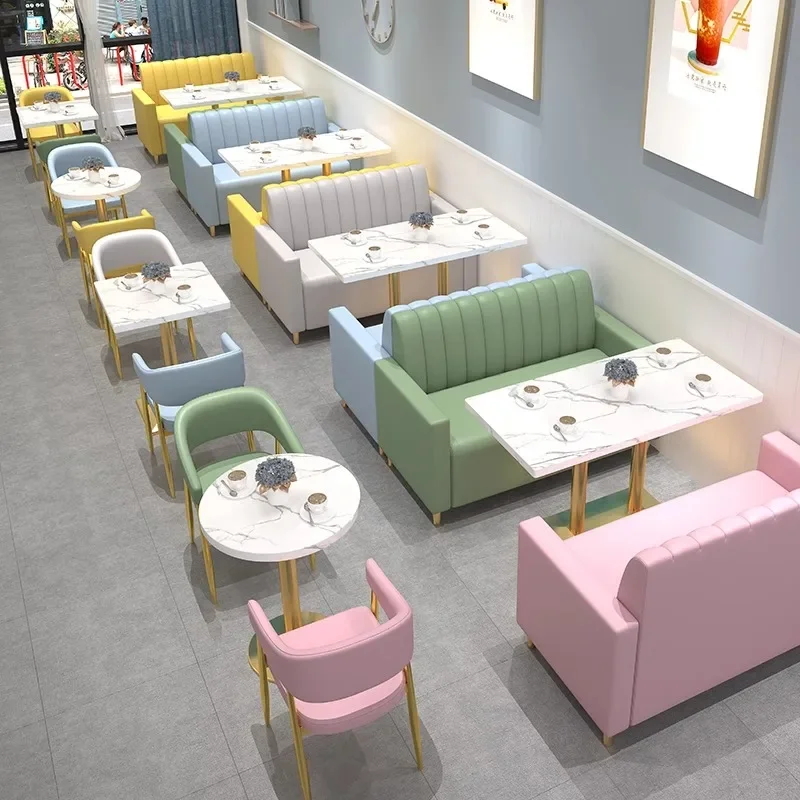 Milk tea dessert shop sofa baking cake Hamburg coffee shop dining card seat luxury leisure table and chair combination