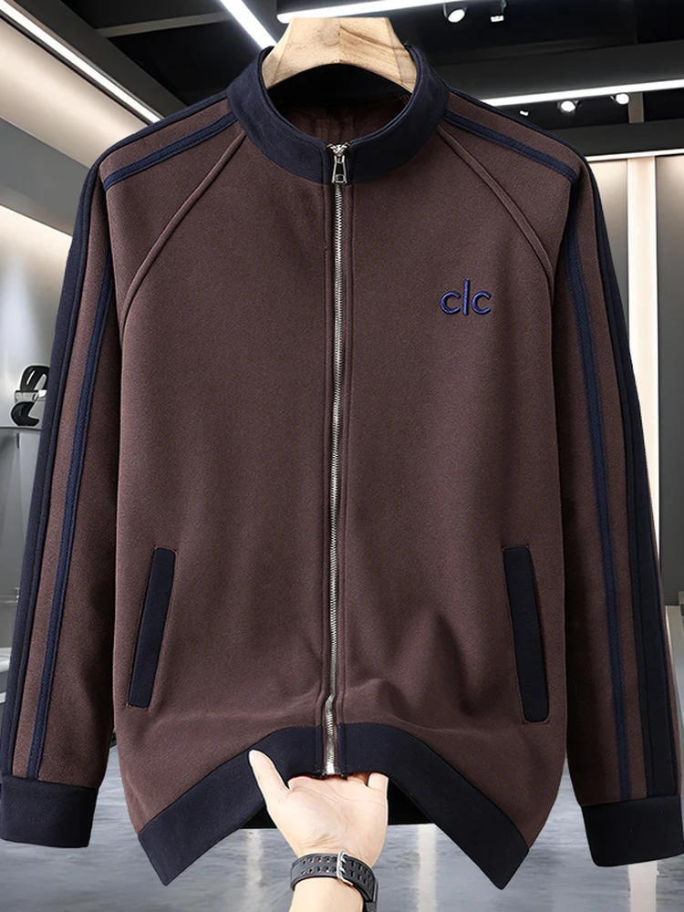 

Men's Thiened Zipper Jaet Autumn Winter plus Size Big Clothes Stand Collar Sweatirt Cardigan Casual Sle Warm Cotton B...