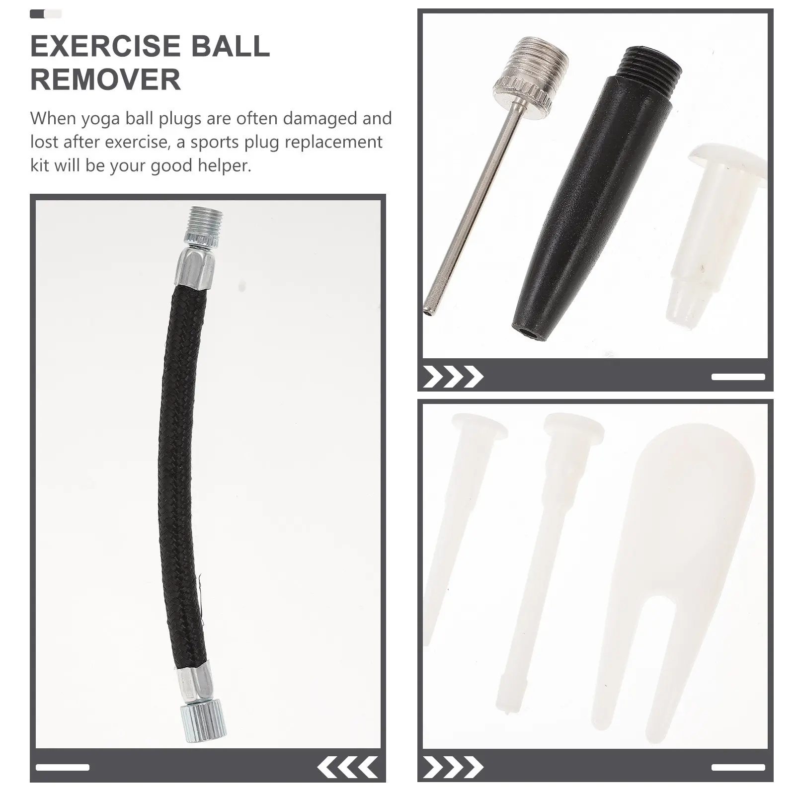 

5Sets Inflator Accessories Ball Plug Stopper Remover Puller Replacement for Exercise Ball Pilates Yoga Fitness Inflatable Needle