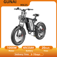 GUNAI MX25 Electric Bike 1000W 48V 25AH Electric Bicycle 20 Inch Fat Tire Off-Road  Adults Cycling Mountain E-Bike
