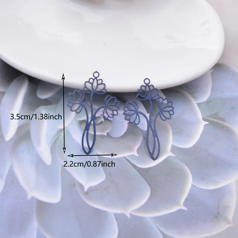 30 Stück AC11412 Filigrane Dünne Blumenanhänger DIY Ohrring Anhänger Zubehör – Detail 7