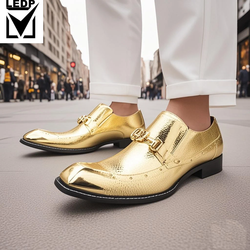 

Square Square Rivet Style Casual Leather Shoes Fashionable Personality Comfortable Men's Shoes Trendy Leather Ninth Pants Shoes