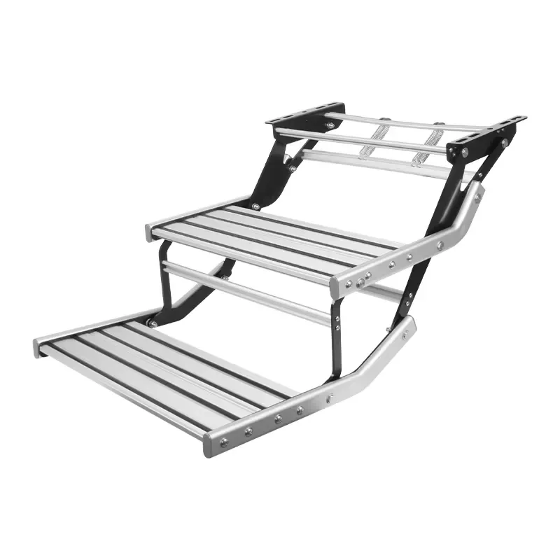 TYTXRV 519mm RV Folding Steps with Light Emitting Diode Light Single/Dual Manual Aluminum Anti-Slip Steps for Camper RV