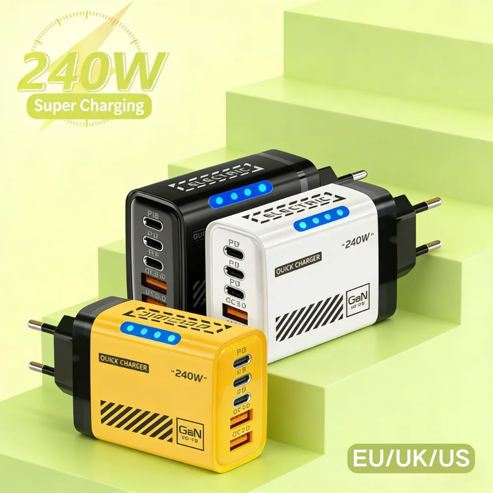 PD 240W GaN 5 in 1 USB Fast Charging Type C Charger High Spe