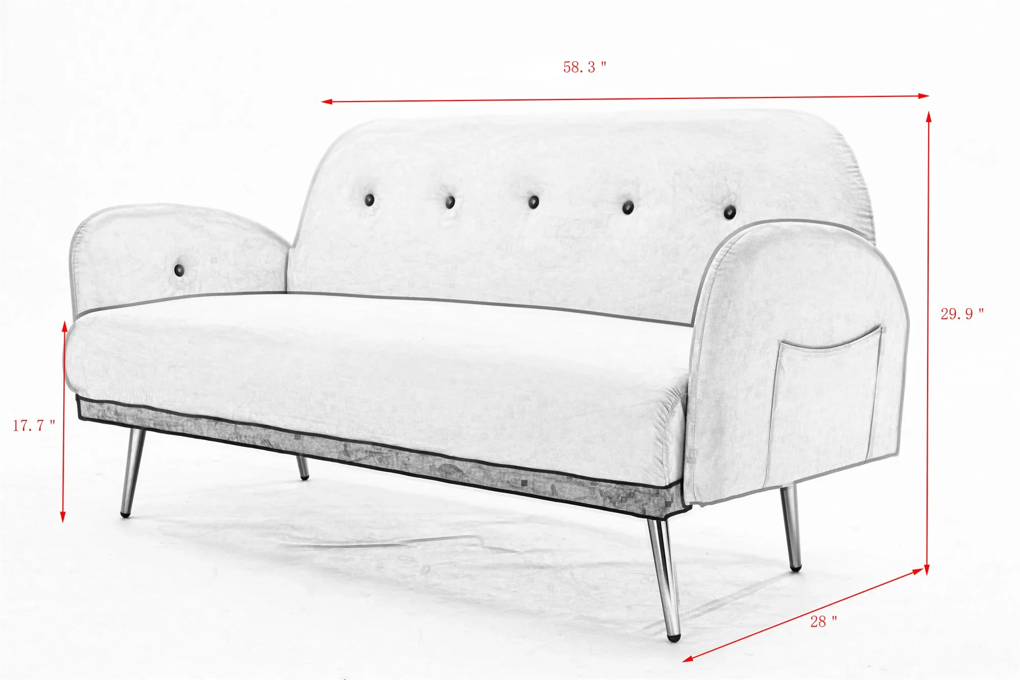 58-calowa modna sofa zawiera 2 poduszki zielona/żółta/różowa/niebieska aksamitna sofa do małych pomieszczeń meble do salonu