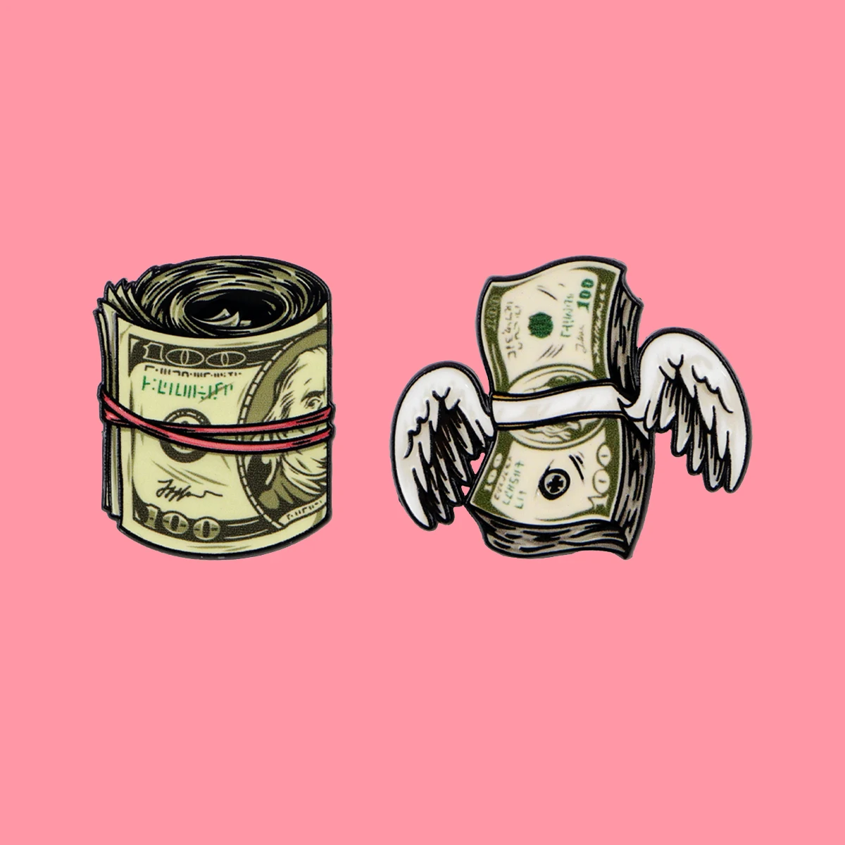 Dollar Wings Enamel Pins Cartoon Banknote Brooch Pines Lapel Pin Badge on Backpack Clothing Accessories Fashion Jewelry Gifts