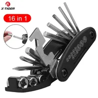 X-TIGER Bike Repair Tool Kits 16 in 1 Bicycle Multitool Bike Tire Levers Hex Spoke Wrench 2/2.5/3/4/5/6mm Folding Metric Repaire