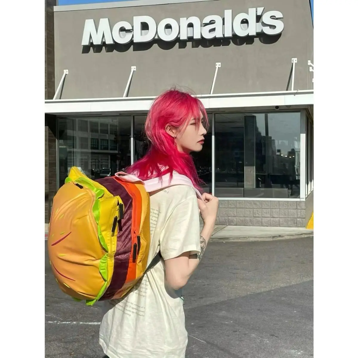 Cute Retro Hamburger Kawaii Shoulder Bag High Capacity Pu Leather Student Backpack Women Bag School Backpack College Students