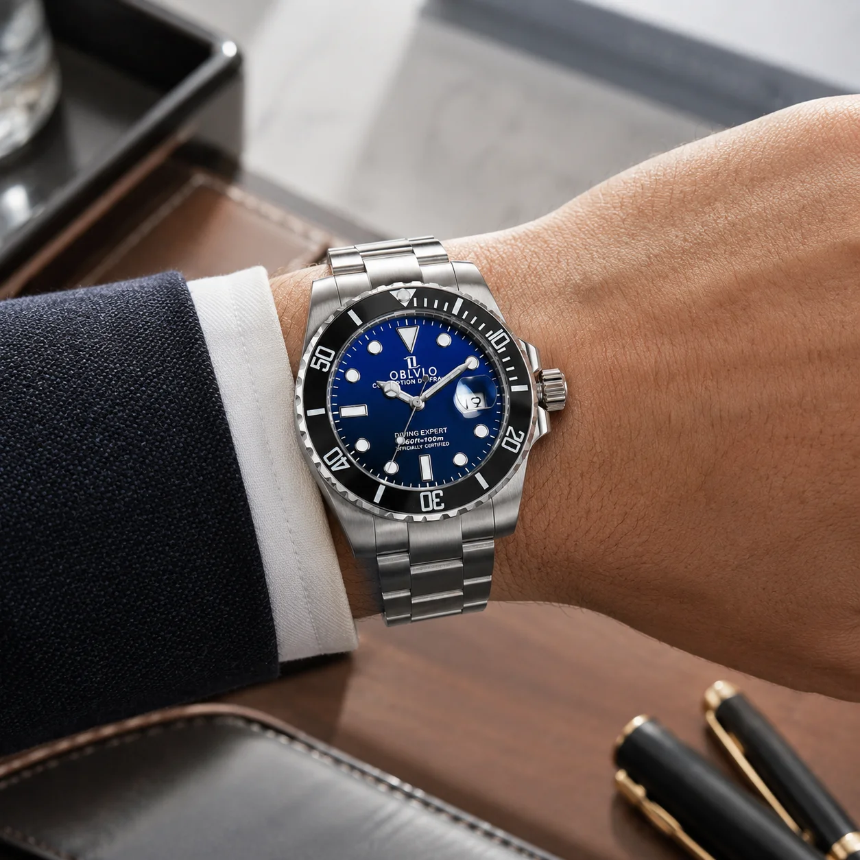 Reloj de buceo OBLVLO con esfe - Stainless Bracelet Diver reseña y precio