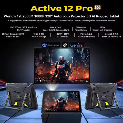Blackview Active 12 Pro Projector Rugged Tablet 11...