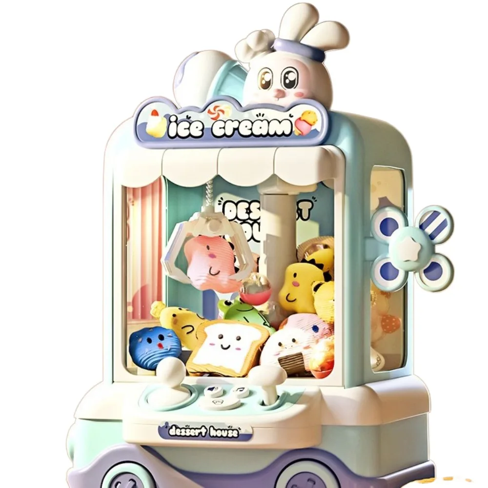 Novo coelho dos desenhos animados boneca máquina aleatória boneca diy máquina de agarrar com música leve boneca de pelúcia presente arcade para crianças