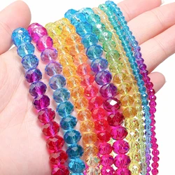 4/6/8/10mm Faceted Gradient Colorful Glass Crystal Rondelle Beads Loose Beads For Jewelry Making Supplies DIY Bracelet Accessory