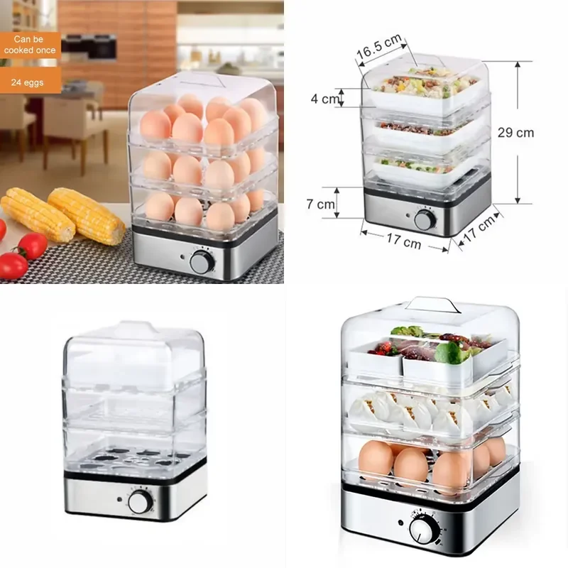 for KY-301 Electric Egg Steamer 3 Tier 24 Eggs Capacity Corn Cooker Automatic Timer Kitchen Appliance Breakfast Maker Boiler