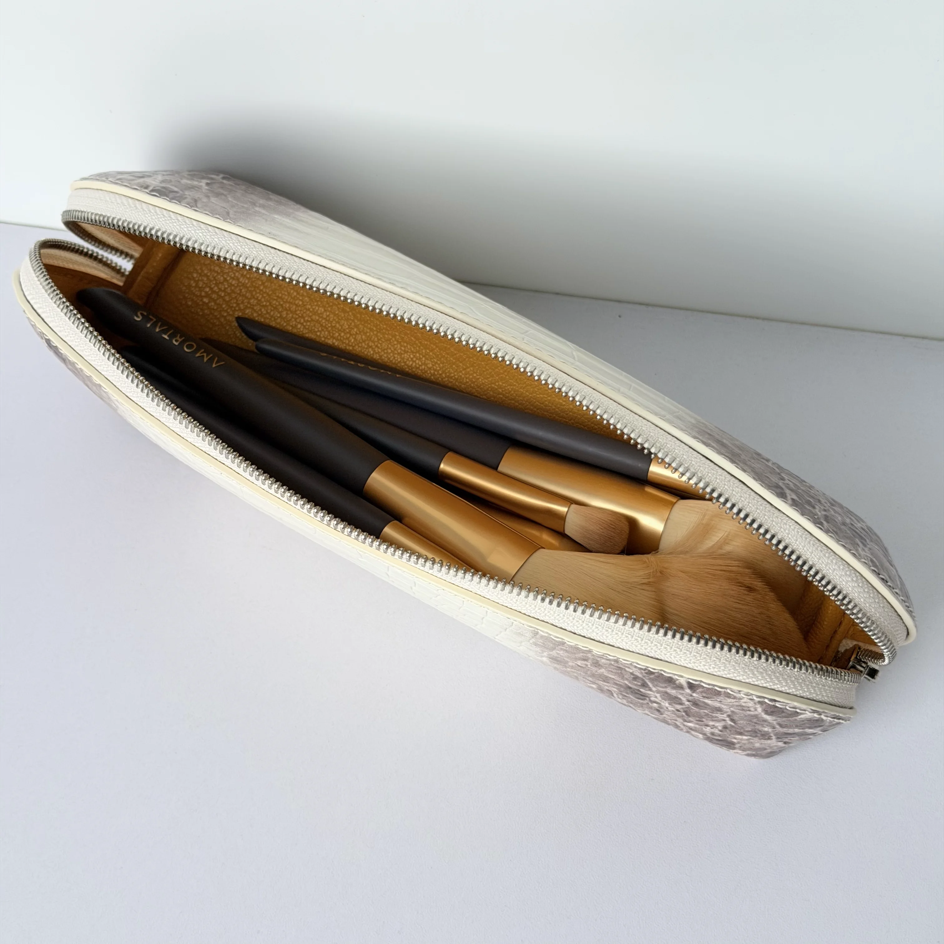 Himalaya Crocodile Pattern Cowhide Makeup Brush Storage Bag New Luxury Large Capacity Genuine Leather Lipstick Cosmetic Bag