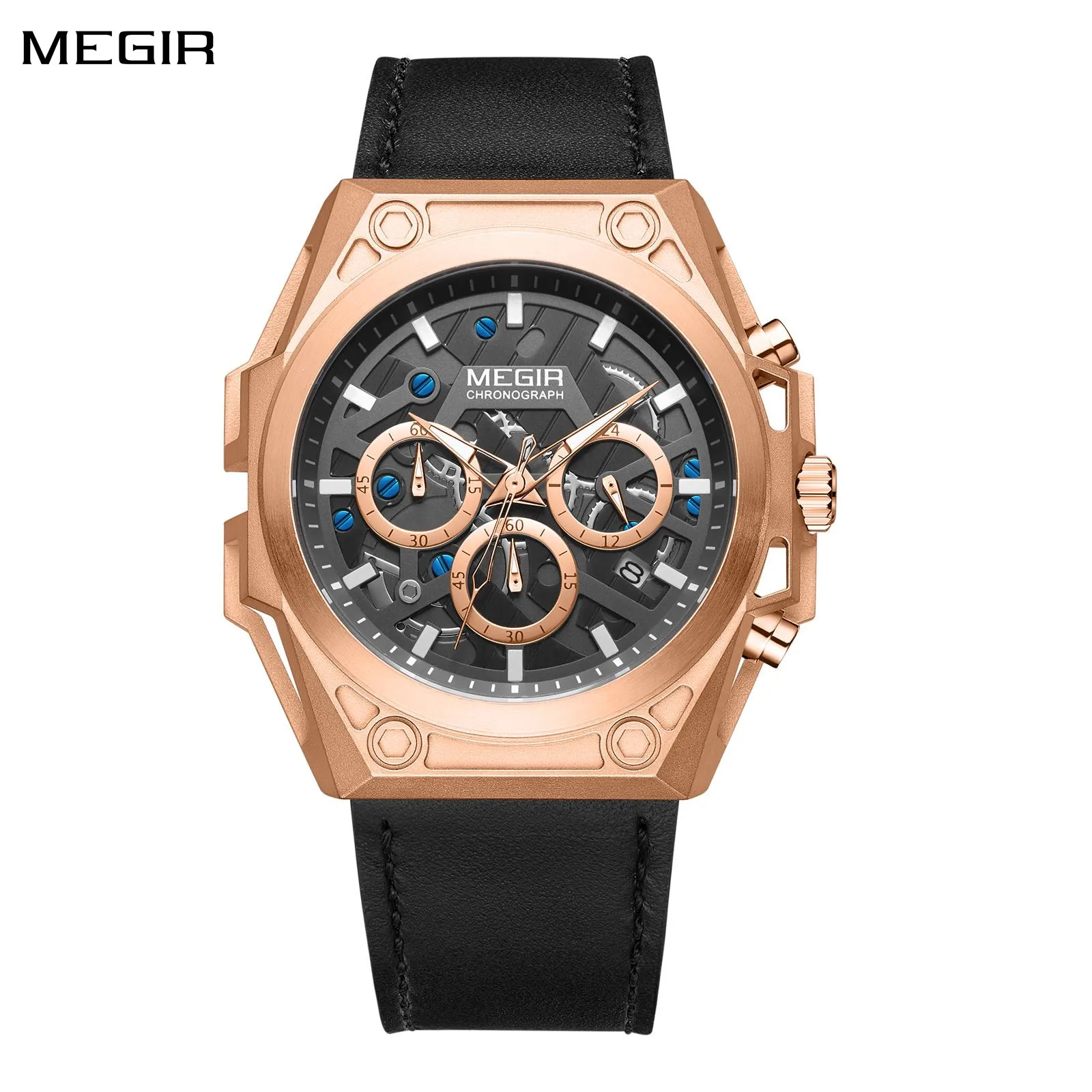 

MEGIR мужские часы роскошный спортивный хронограф 5ATM водостойкие кварцевые повседневные наручные часы часы с датой Relogio Masculino 4220