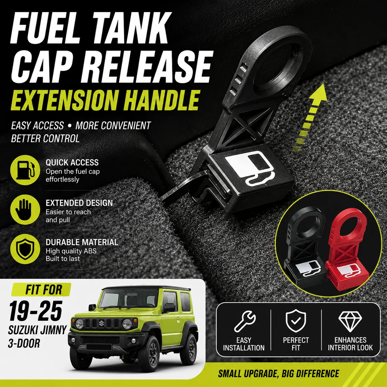 For Suzuki Jimny 2019-2025 3 Door Fuel Tank Cap Release Extension Handle Extended Pull Lever Opener Car Interior Modification Ac