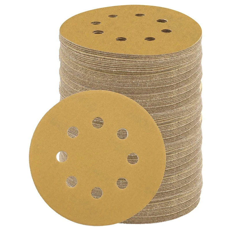 

100Pcs Sanding Disc, 5 Inch Sanding Sheet, 8 Holes Dustless Hook And Loop Sandpaper For Random Track DA Sander CNIM Hot