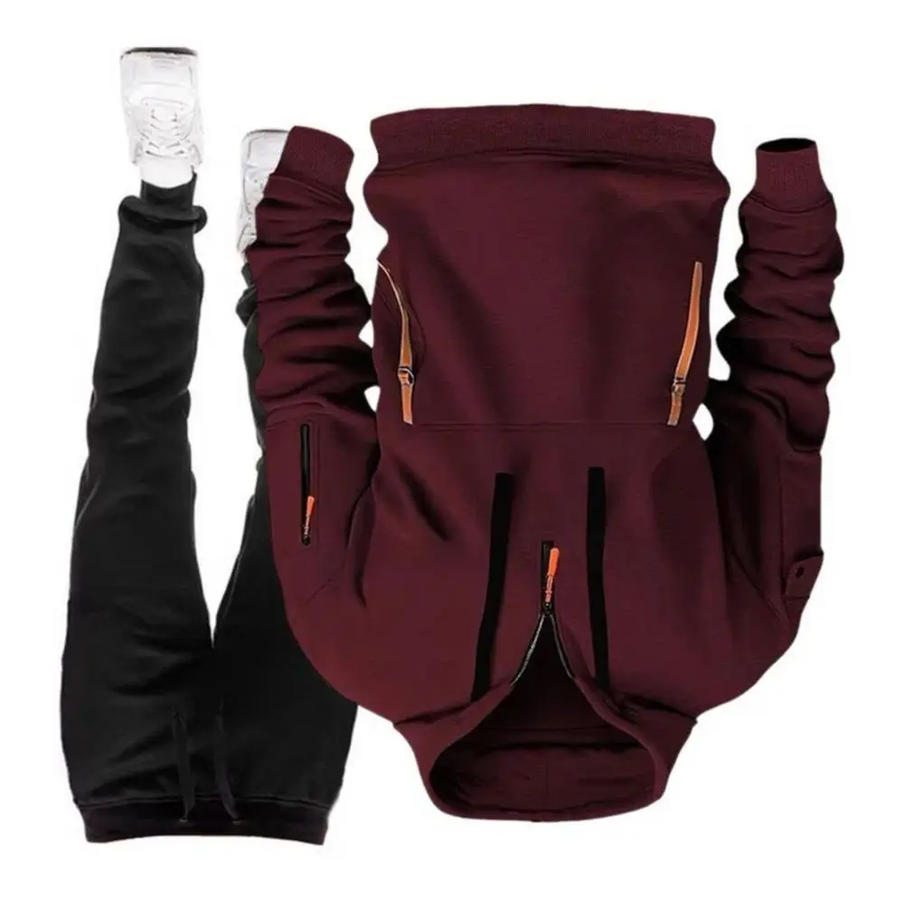 

Мужской осенний костюм, однотонная толстовка с капюшоном на молнии, пуловер с эластичной резинкой на талии, брюки Харлан, костюм из двух предметов, мужской спортивный костюм Aports