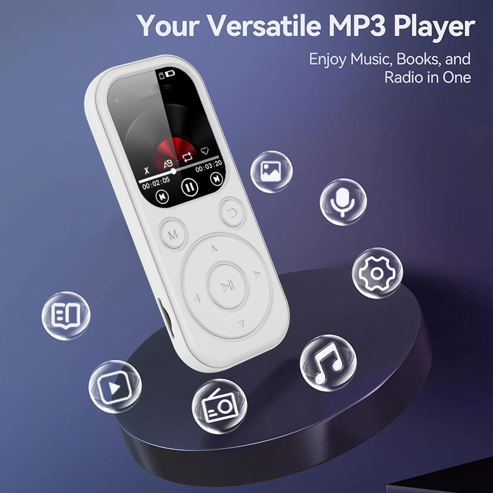 مشغل MP3 مزود بتقنية البلوتوث 5.4 مكبر هاي فاي ومسجل صوتي وشاشة 2.01 بوصة مشغلات موسيقى محمولة متعددة الوظائف شحن من النوع C