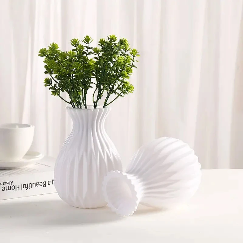 Vaso de Plástico Branco com Aparência de Cerâmica para Casamentos, Decoração de Casa, Mesas de Jantar, Presentes DIY, Bonsai, Festas e Decoração de Jardim