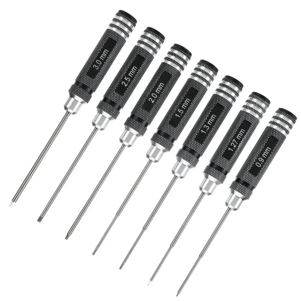 7PCS HSS Hexagon Wrench Screwdrivers Tools 0.9-3.0mm Screw Driver Metal Tool Kit For RC Helicopter Drone Aircraft Toys