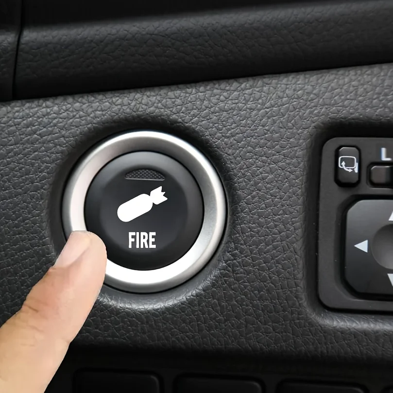 Rocket Missile Vinyl Stickers 2/4Pcs, Easy Paste Decals Designed for Car Interior Blank Control Buttons, Auto Decor