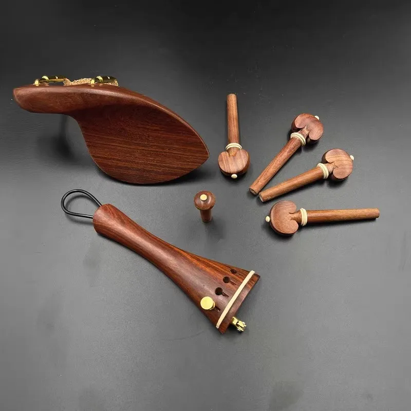 1 set 4/4 Violin Rosewood Tailpiece+Tuning pegs+Endpins+Chin rest/Chin Holder,ebony Jujube wood Fiddler parts Accessories