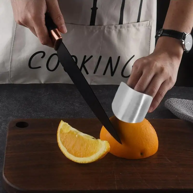 Stainless Steel Finger Protector Kitchen Knife Cutting Cooking Finger Protector Safe Kitchen Durable Chop Shield Cut Gadge