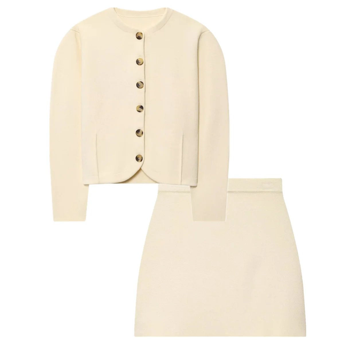 

Maxdutti французский элегантный бежевый вязаный кардиган с юбкой, новый комплект из двух предметов, женский костюм, женская одежда Ropa Mujer