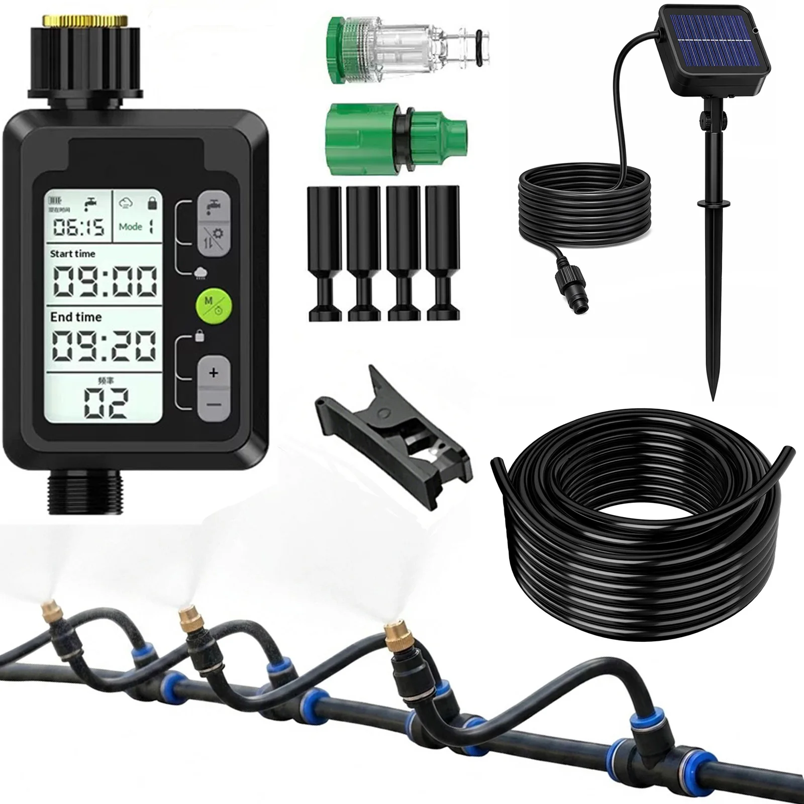 Smart Solar Automatic Watering Kit Timed Drip Sprinkler System Adjustable Head Home Potted Flower Garden Irrigation Tool