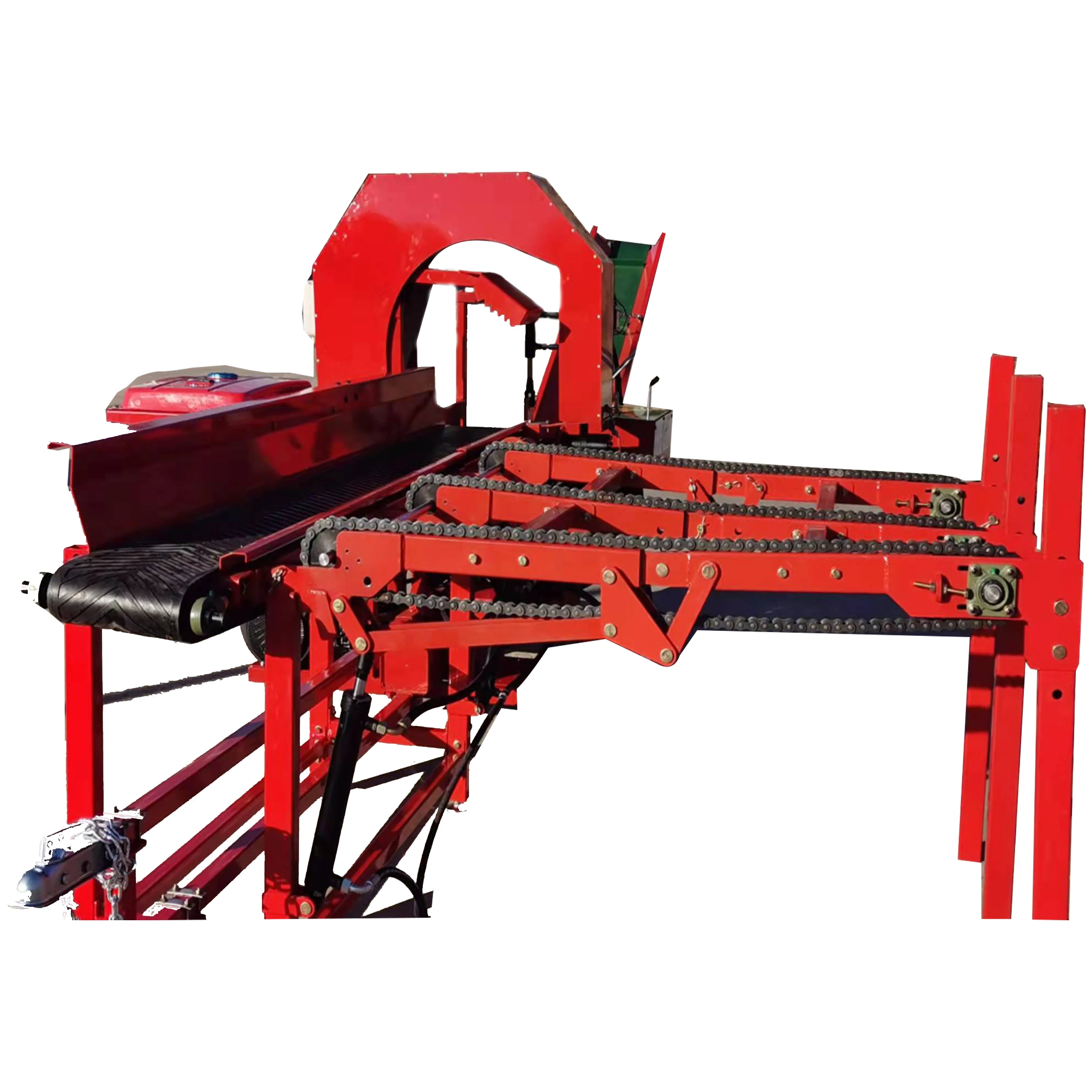 Industrial Heavy Level Towable Wood Splitter with Conveyor High Efficiency Firewood Log Cutting Equipment