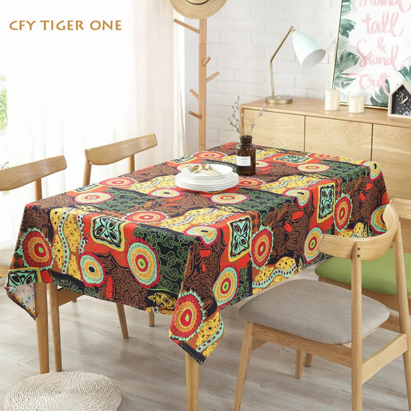 

Cotton Linen Bohemia Tablecloth for Table Decorate Rectangular Tablecloth with Tassel Dining Table Cover Tea Cloth