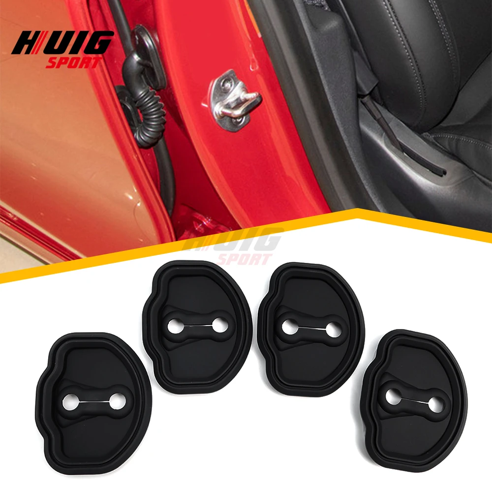 For Tesla Model 3 2019 2020 2021 Car Interior Anti-Collision Door Lock Protective Rubber Door Lock Buckle Cover Trim Accessories