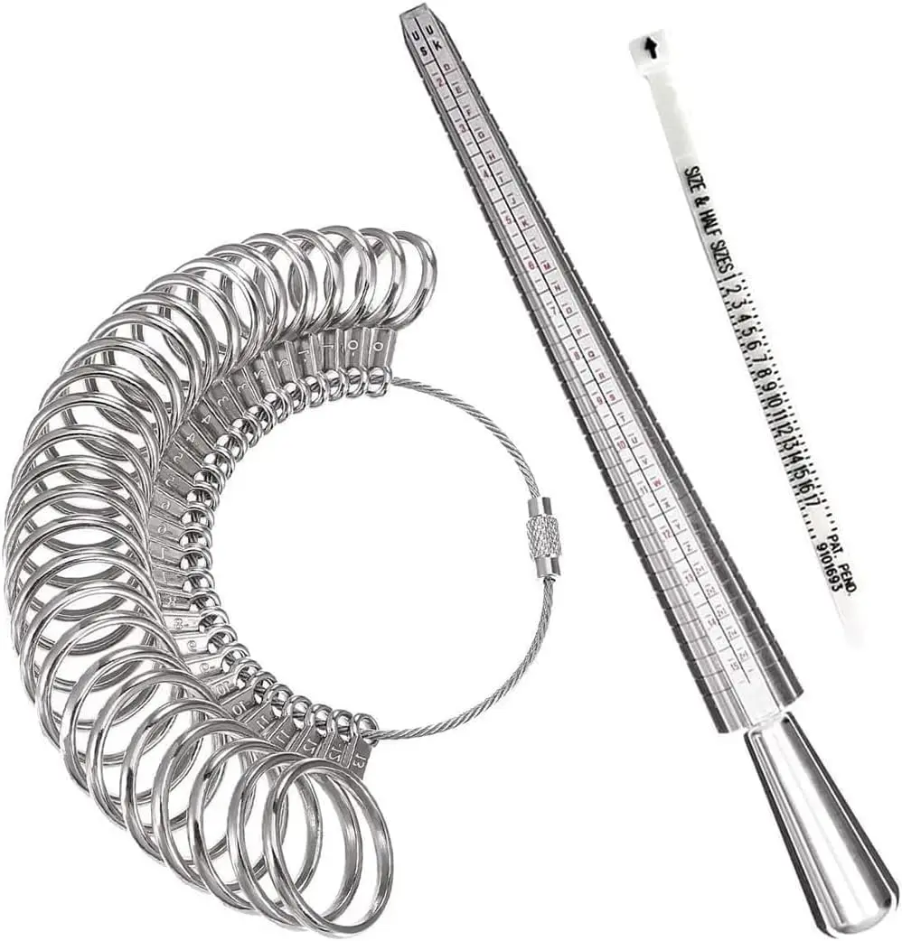 3Pcs Ring Sizing Tool Set Metal Ring Mandrel Ring Gauges Finger Size Measuring Stick  Ring Size Tester for Jewelry Making Tools