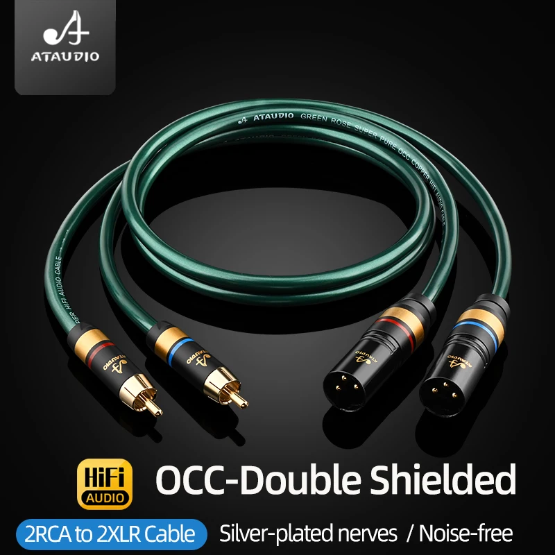 Nouvelle mise à niveau HiFi double XLR mâle vers double câble RCA plaqué argent 2XLR vers 2RCA câble Audio pour amplificateur mélangeur Microphone