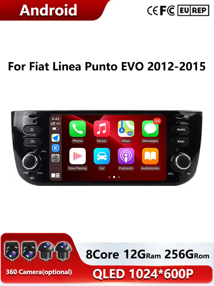 6.2 "Android 15 Auto Carplay Radio Voor Fiat Linea Punto EVO 2012-2015 Stereo Autoradio Multimedia Speler GPS Navi scherm Gereedschap - afbeelding 2