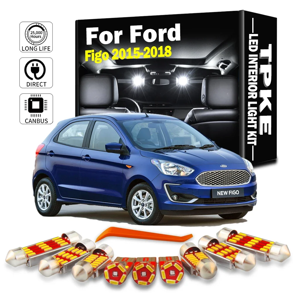 

TPKE 23Pcs Canbus LED Interior Map Trunk ​Dome Light Kit For Ford Figo 2015 2016 2017 2018 No Error Car Led Bulbs Accessories