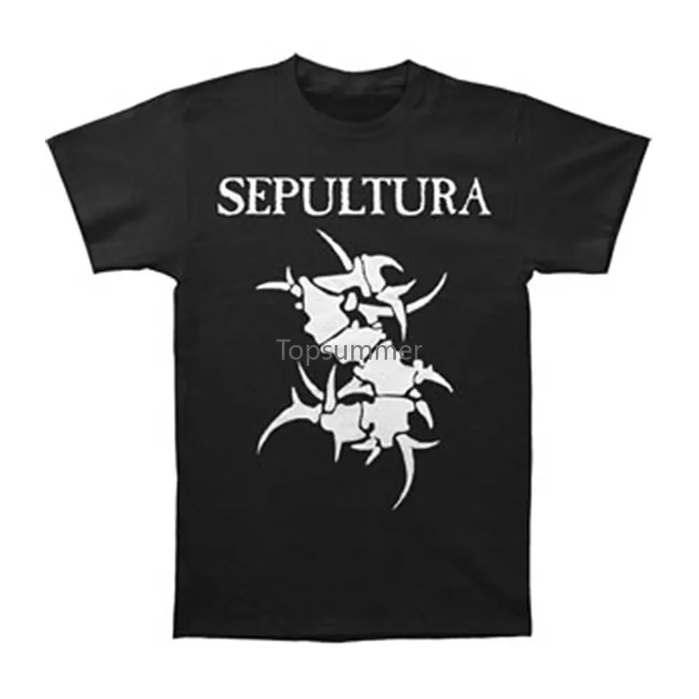 Sepultura Men'S Tribal Logo T-Shirt Medium Black Cotton T-Shirt Fashion Tops Tees Printed Men T Shirt