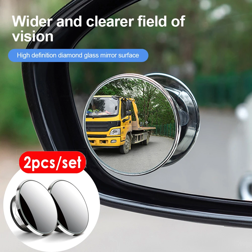 2Pcs Car Mirror Hd Convex Mirror Blind Spot Auto Rear View Mirror 360 Degree Wide Angle Vehicle Parking Assistant Mirrors