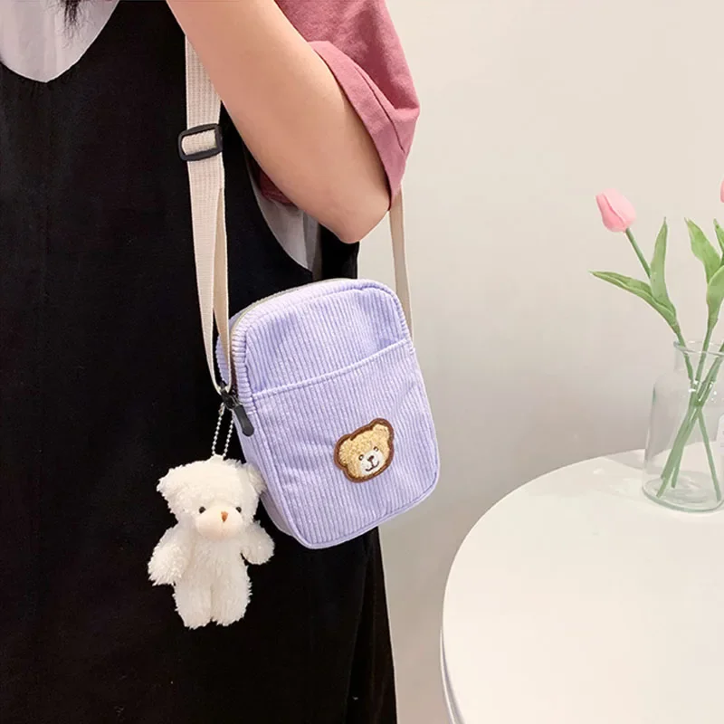 Velvet Bear Children's Student One-shoulder Mobile Phone Mini Messenger Small Bag Cute Fashion Shoulder Bag  Coin Card Key Purse