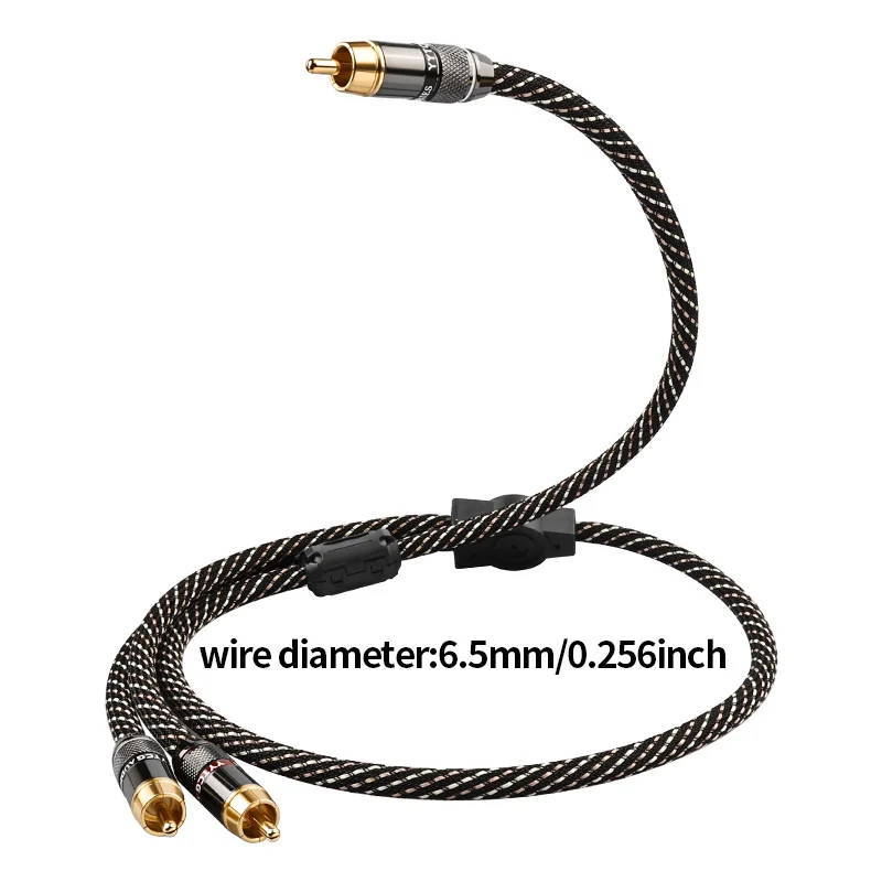 YYTCG HIFI RCA to 2rca Audio Cable 6N OFC Subwoofer Y Cable 