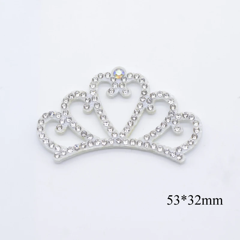 10Pcs White Padded Multiple Shaped Crown Rhinestone Applique for DIY Headwear Hair Bow Accessories Clothes Crafts Decor Patches