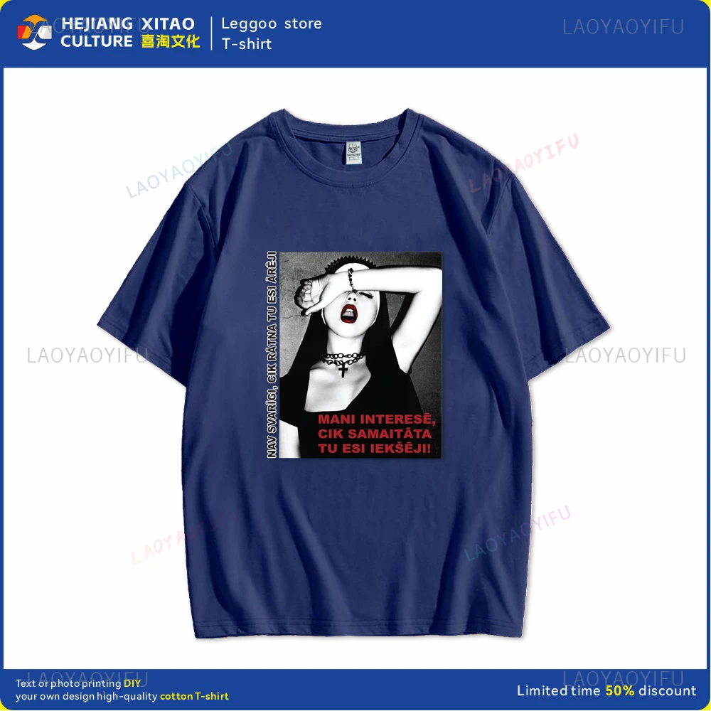 Sexy Nun Nonne Religious Pin Church Satan Anton Lavie Satan Mystery Goth Goth T-shirt Hentai Short Sleeve Cotton Clothing