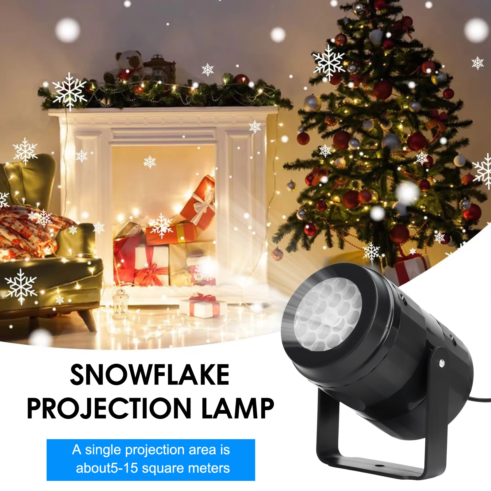 Rotary Snowflake USB Projector Lamp Creative Romantic Night Light Snowflake Projector for Home Atmosphere Creating