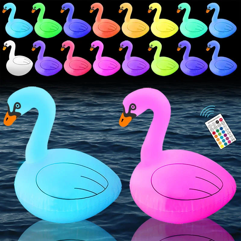 Floating Pool Lights Flamingo Solar Pool Lights Remote Inflatable Waterproof LED Lights Outdoor Swimming Pool Party Wedding