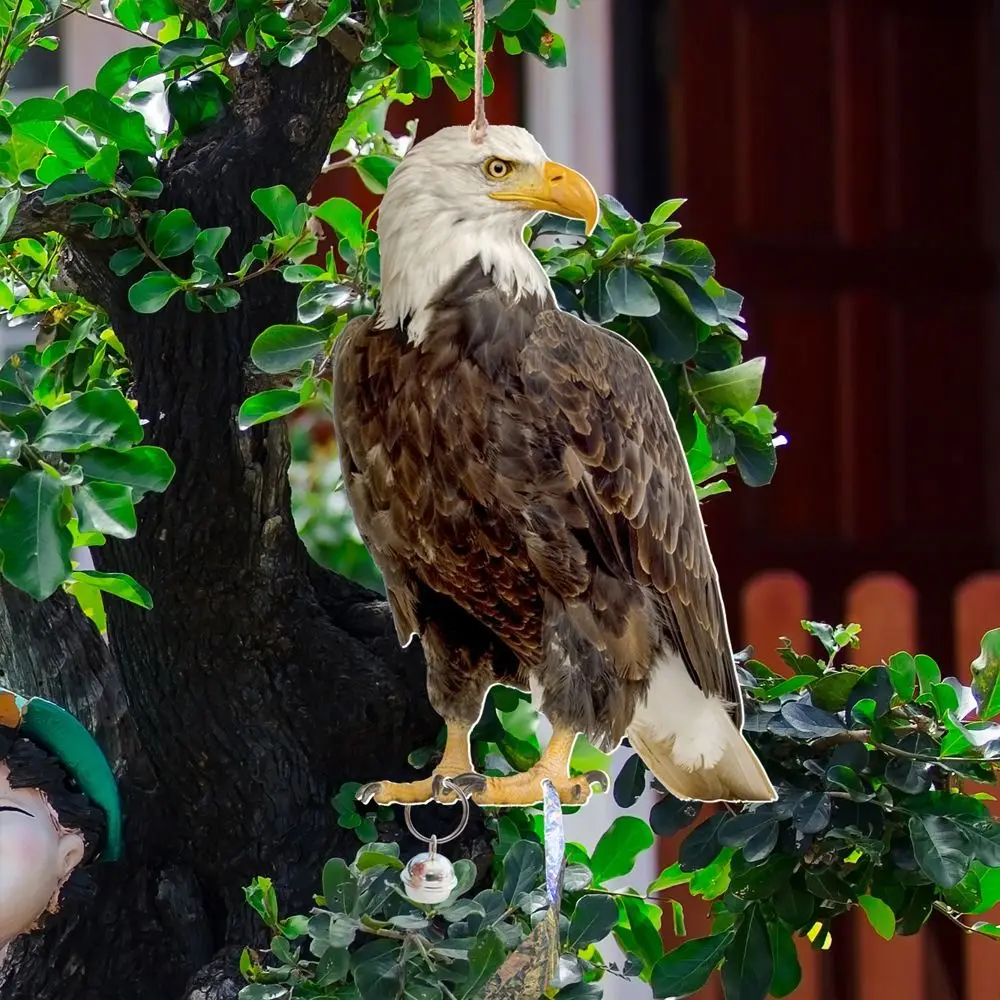 

With Bells Bird Repel Owl Scarecrow Waterproof Rectangle Fake Bird Scare Device Hanging Bird Repeller Outdoor