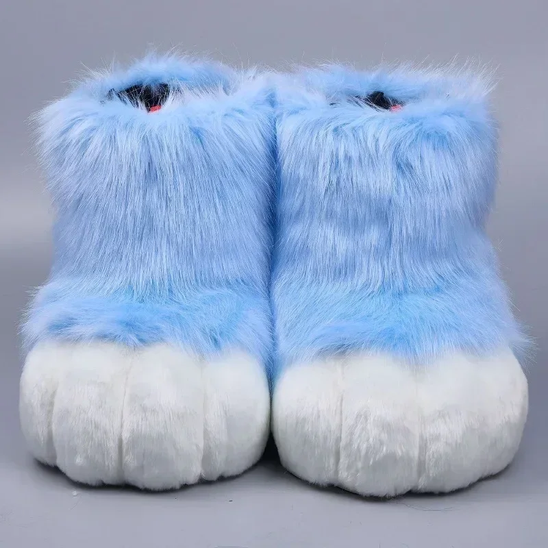 Fursuit Kigurumi Colorful Cat Paws Shoes Cartoon Plush Furry Cosplay Kig Costume Cats Feet Nail Tiger Claws Shoe Haloween Party
