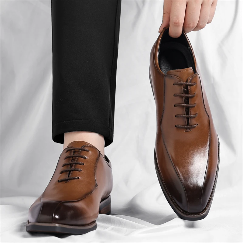 

Men's Business Leather Shoes gentleman elegant style Groom's wedding or party High quality adult shoes Luxury suit Dress 37-48