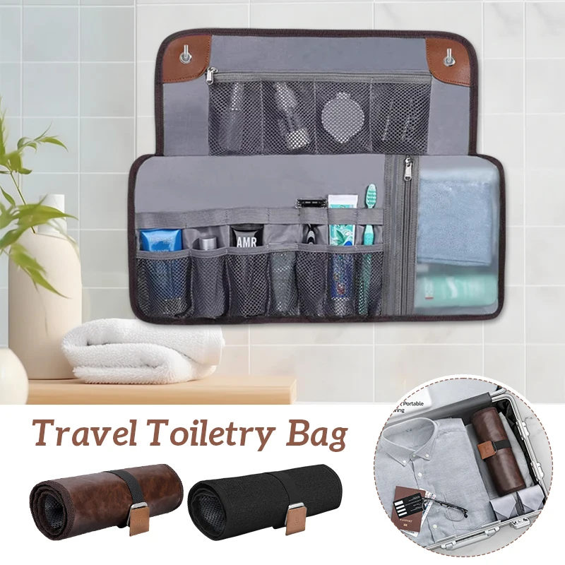 

PU Leather Waterproof Versatile Toiletry Storage Bag Toothbrush Toothpaste Organized Arrangement Bagstravel Convenient Carrying
