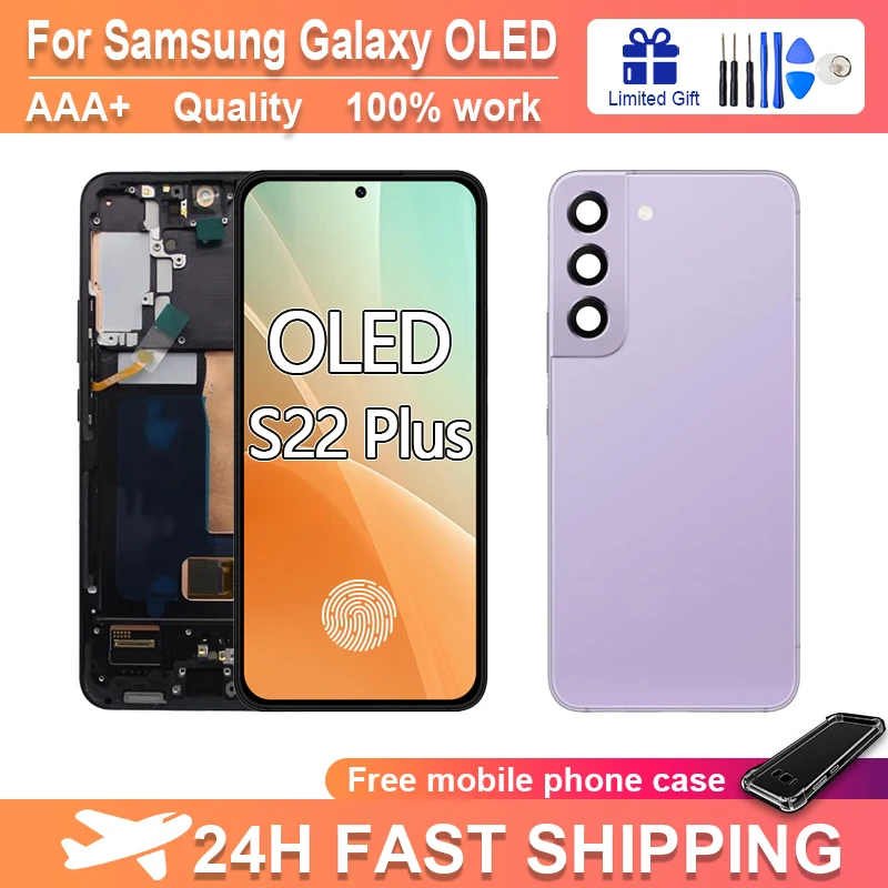 

New OLED For Samsung Galaxy S22 Plus Display S906b S906u S906w S906n S906e Touch Screen Digitizer For Samsung s22+ LCD frame